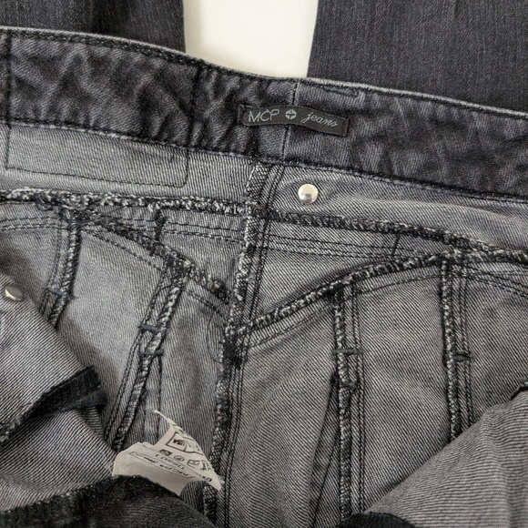 Black Denim Capri's Pantaloons Baggy Low Mid Rise Cropped Distressed Cargo - Picture 10 of 12
